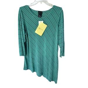 NWT Citiknits Stripe Top 1X Asymmetrical Hem Slinky Travelers